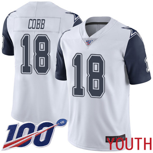 Youth Dallas Cowboys Limited White Randall Cobb 18 100th Season Rush Vapor Untouchable NFL Jersey